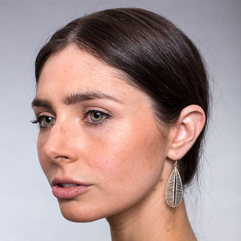 Silver Leaf Skeleton Earrings