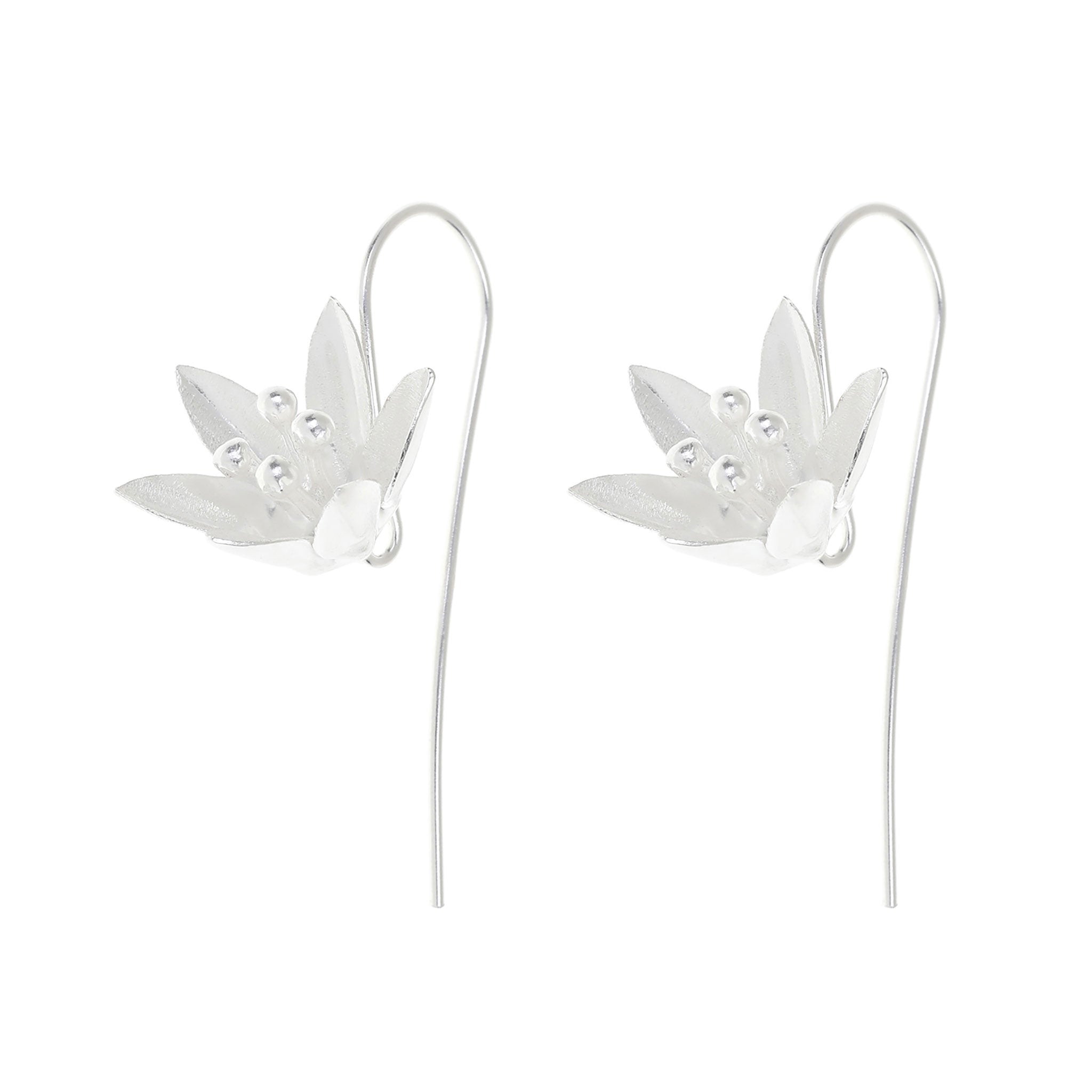 Silver Lily Flower Earrings