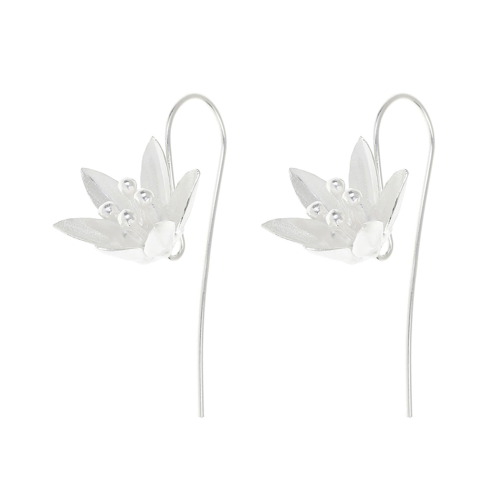Silver Lily Flower Earrings