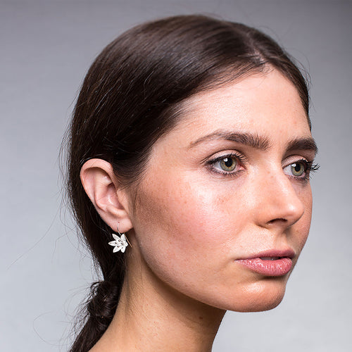 Silver Lily Flower Earrings