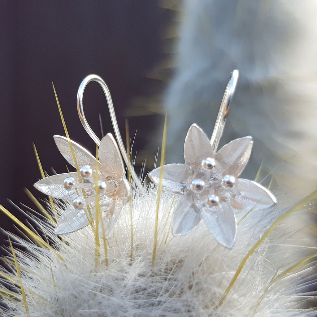 Silver Lily Flower Earrings