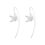 Silver Lily Flower with a Long Back Earrings