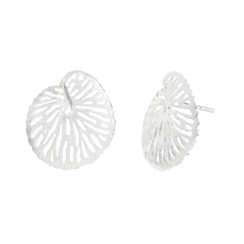 Silver Lily Pad Stud Earrings