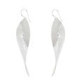 Silver Long Curved Leaf Earrings