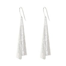 Load image into Gallery viewer, Silver Long Hammered Cone Earrings