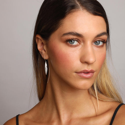 Silver Long Plume Pampas Grass Earrings