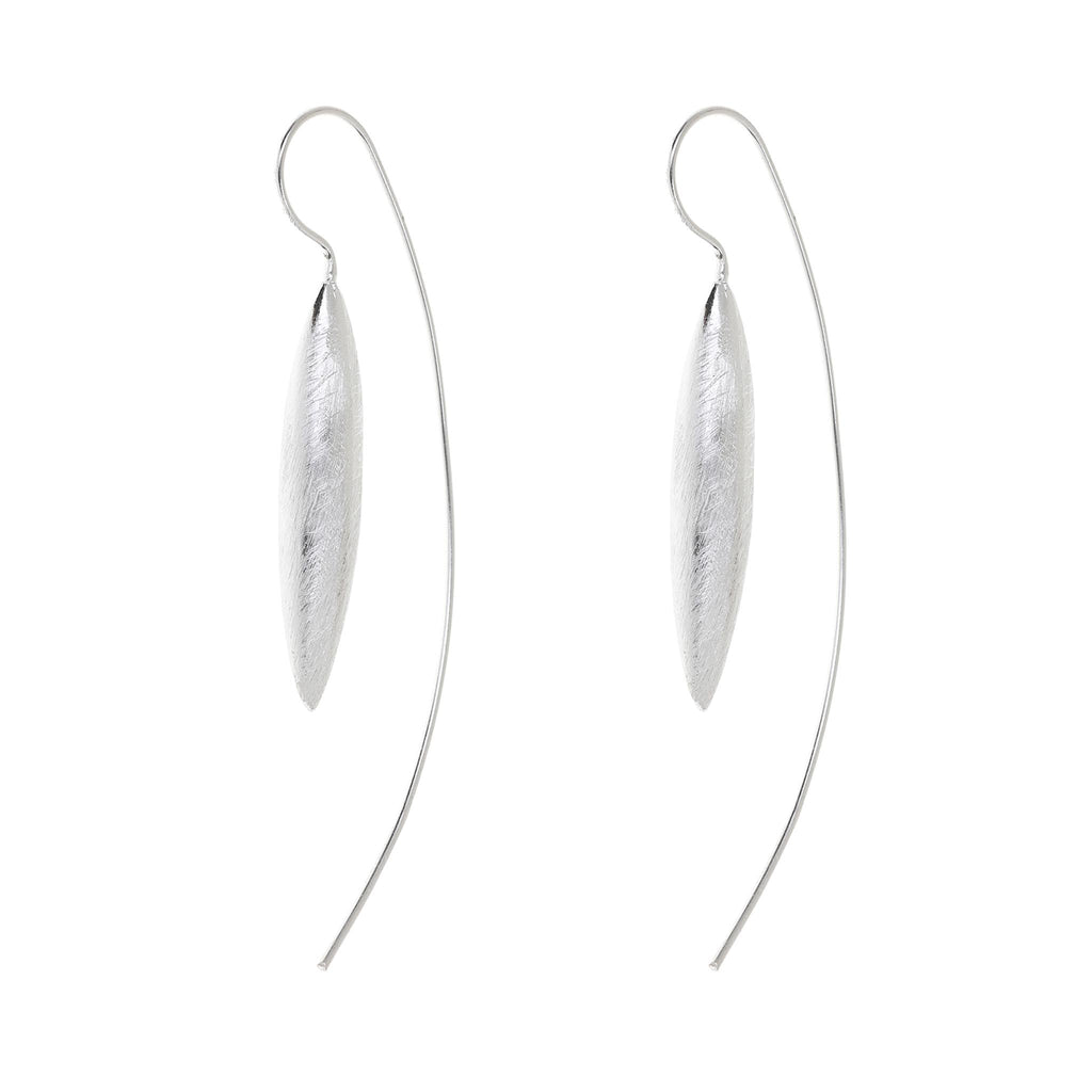 Silver Long Plume Pampas Grass Earrings