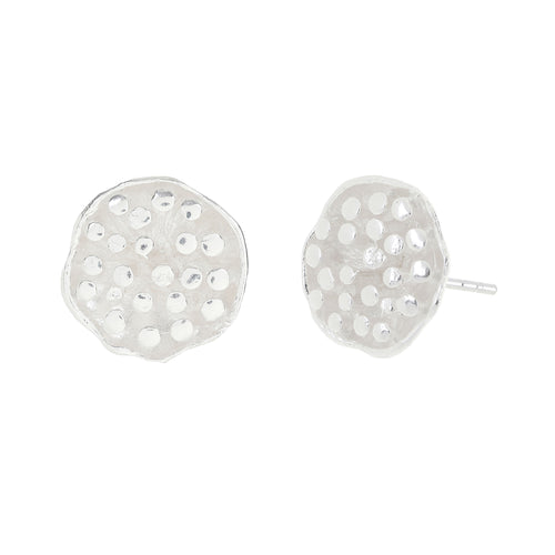 Silver Lotus Seed Pod Stud Earrings