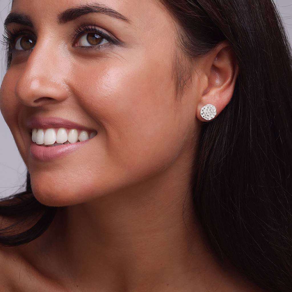 Silver Lotus Seed Pod Stud Earrings