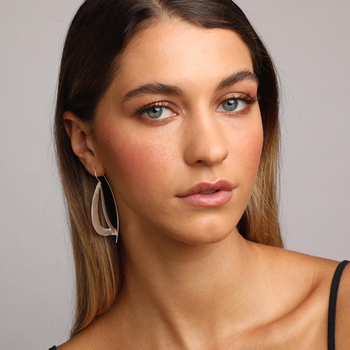 Silver Modern Style Loop with a Long Back Earrings