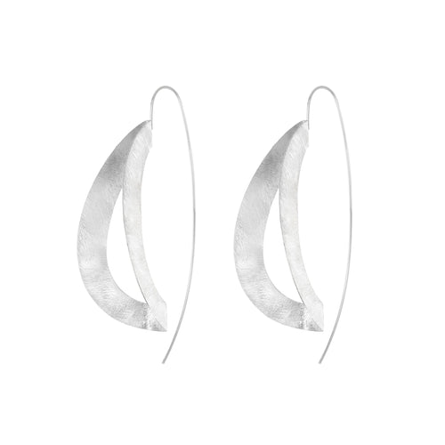 Silver Modern Style Loop with a Long Back Earrings