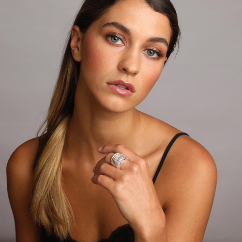 Silver Multi Rows Band Ring