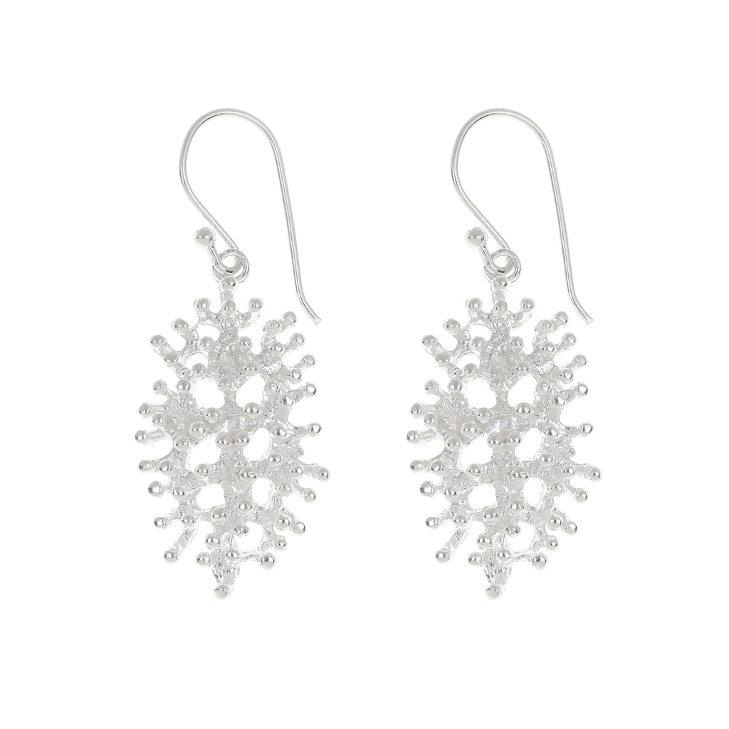 Silver Oval Coral Earrings