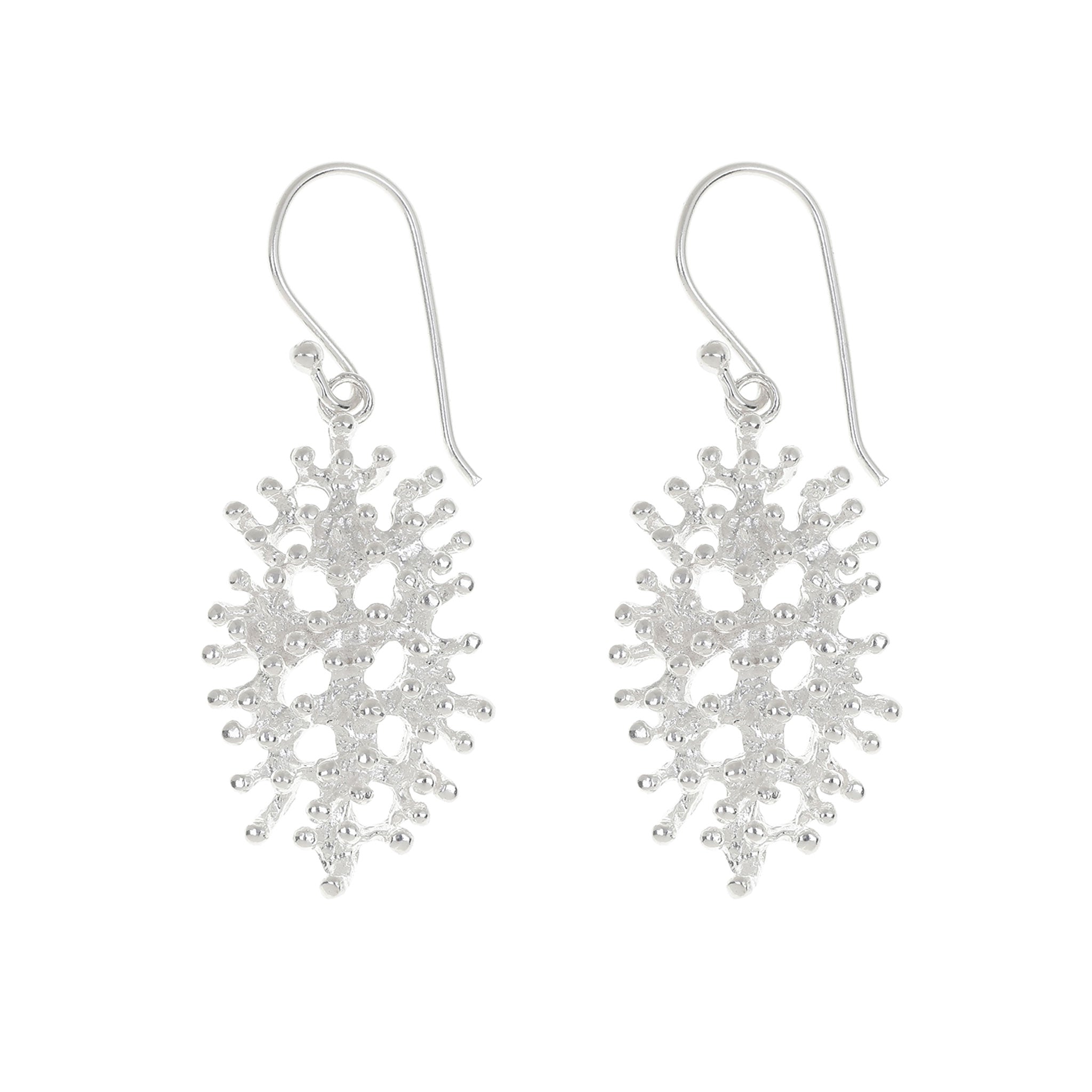 Silver Oval Coral Earrings