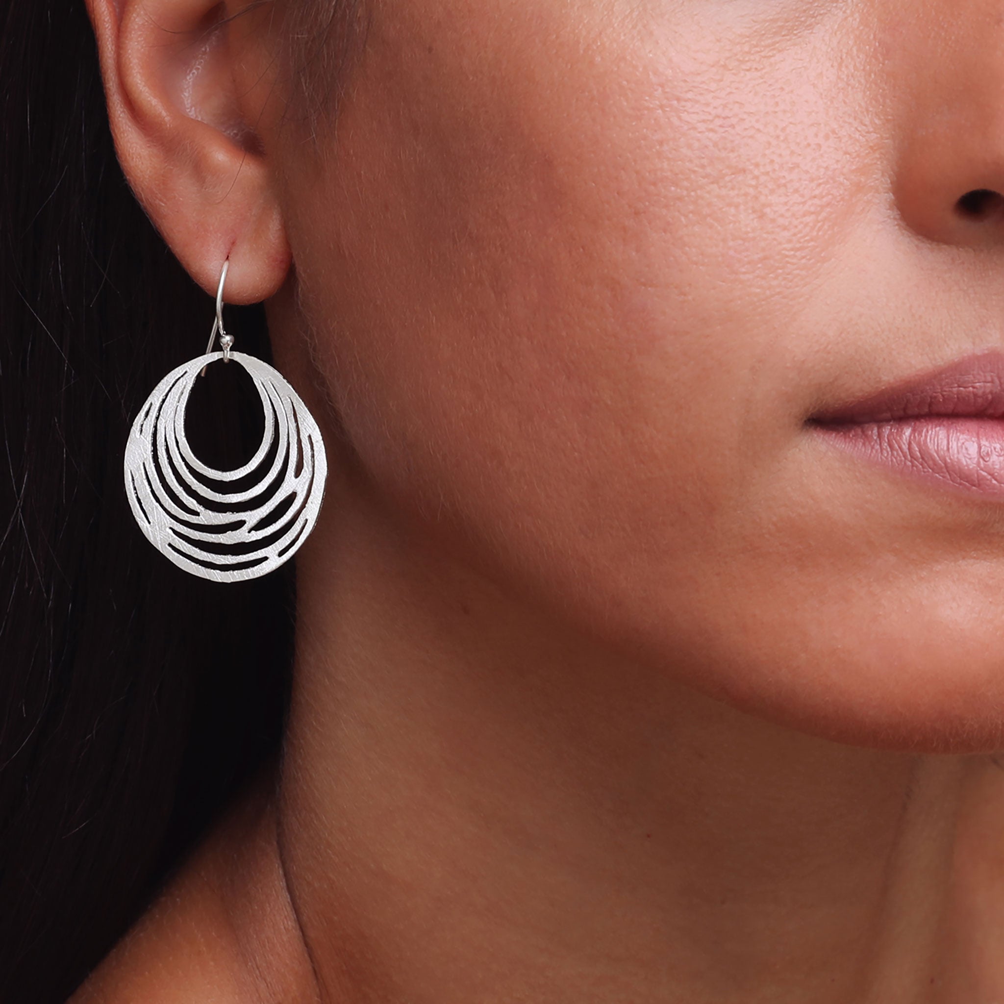 Silver Oval Earrings