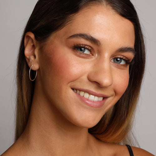 Silver Pinched Style Open Hoop Earrings