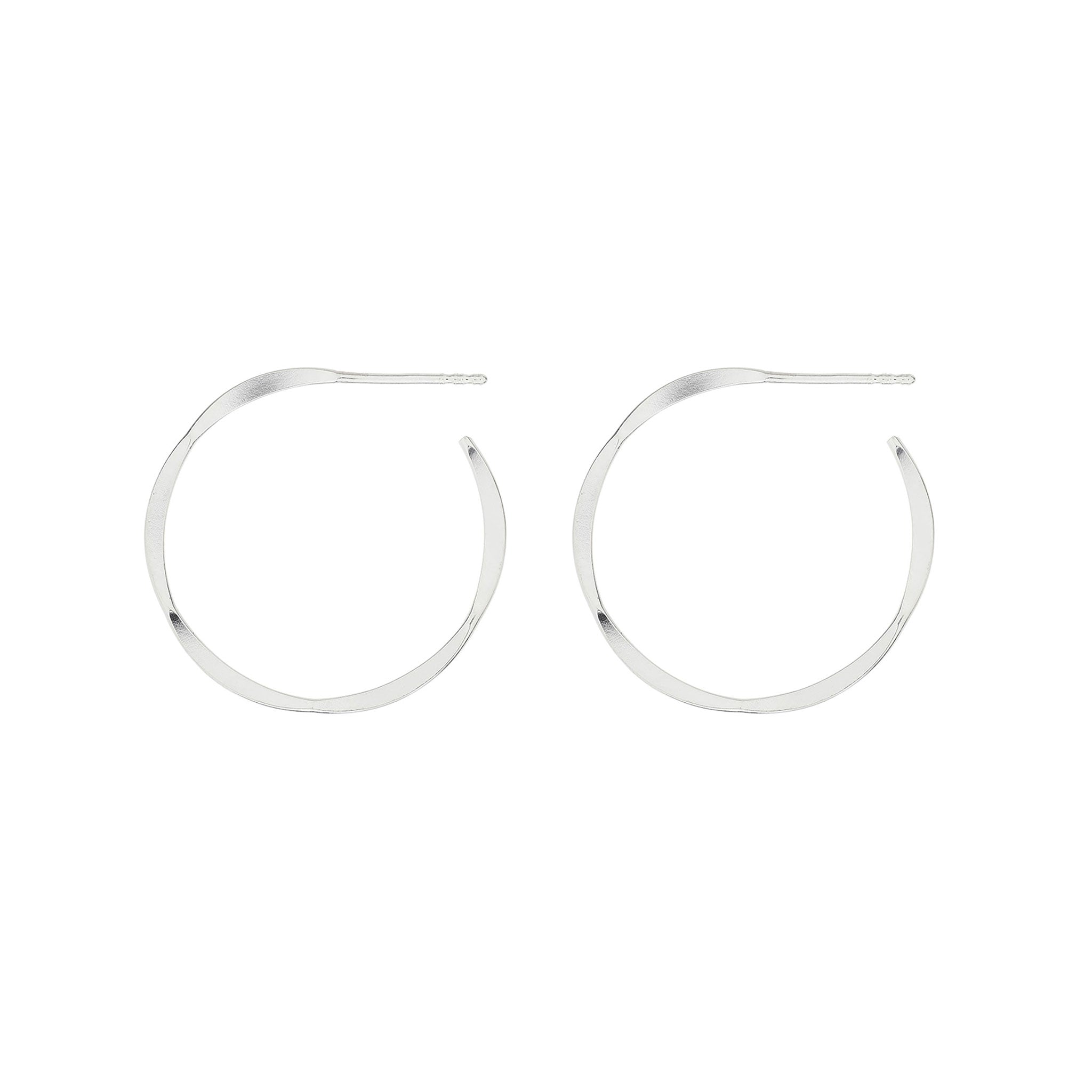 Silver Pinched Style Open Hoop Earrings