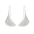 Silver Plain Curved Leaf Earrings