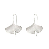 Silver Plain Ginkgo Earrings