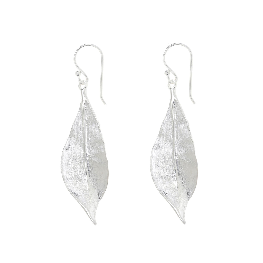 Silver Plain Leaf Earrings