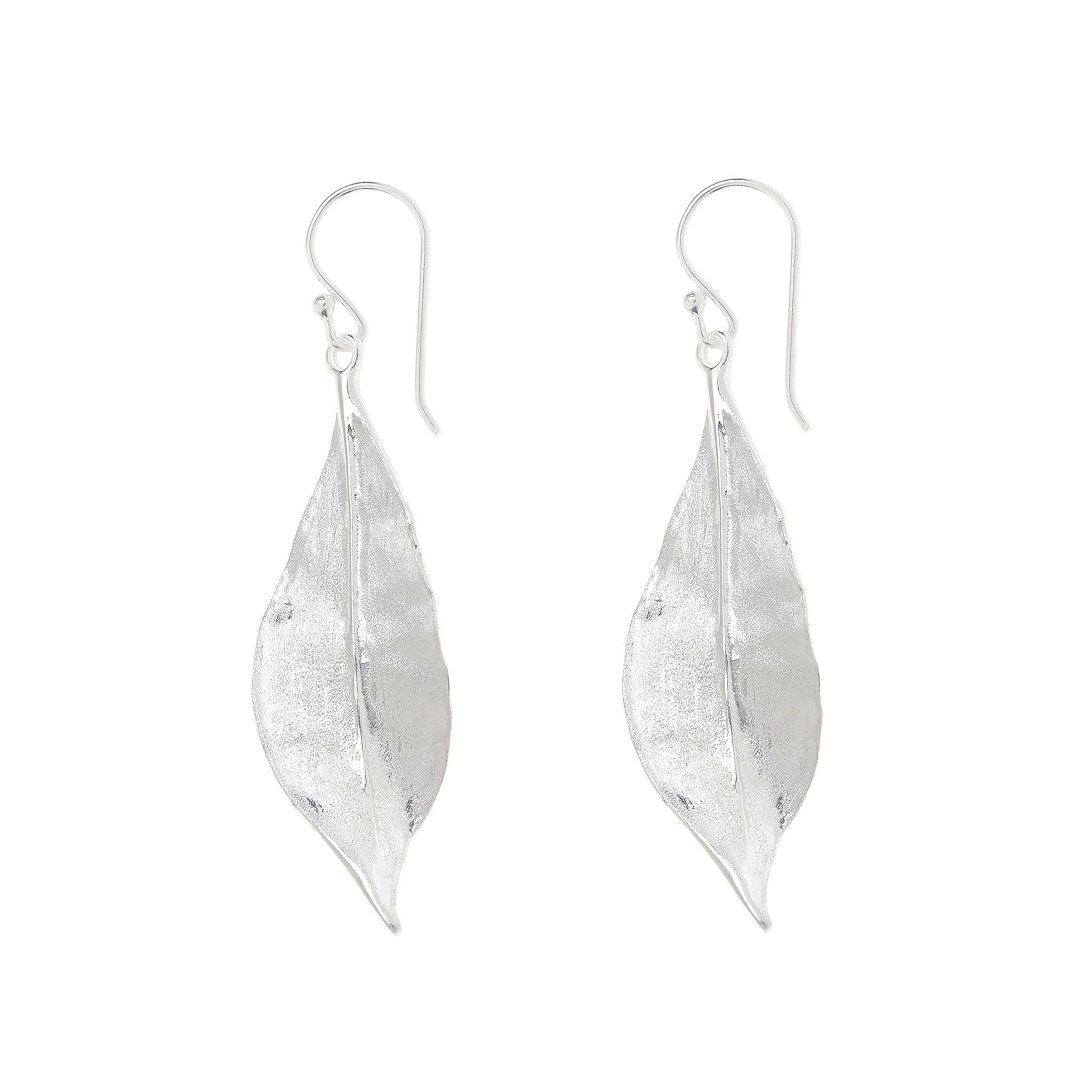 Silver Plain Leaf Earrings