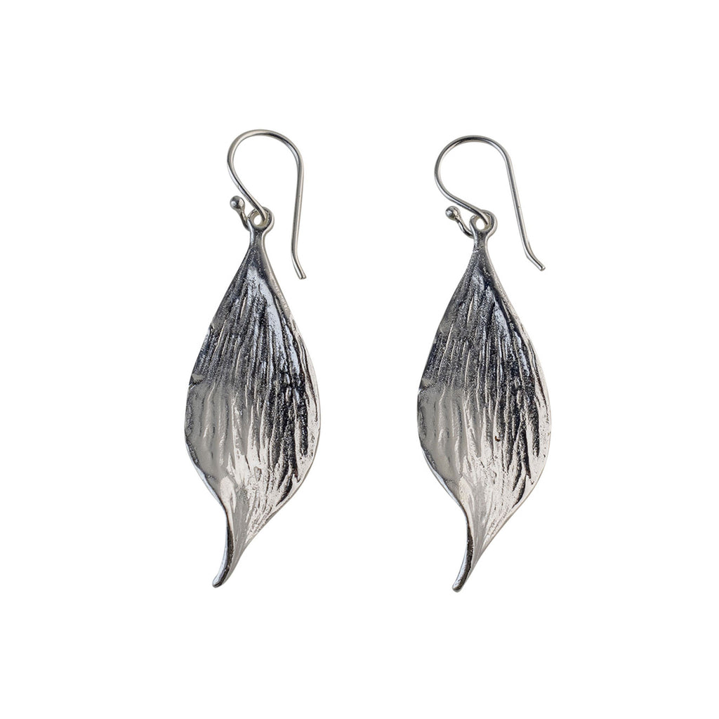 Silver Plain Leaf Earrings