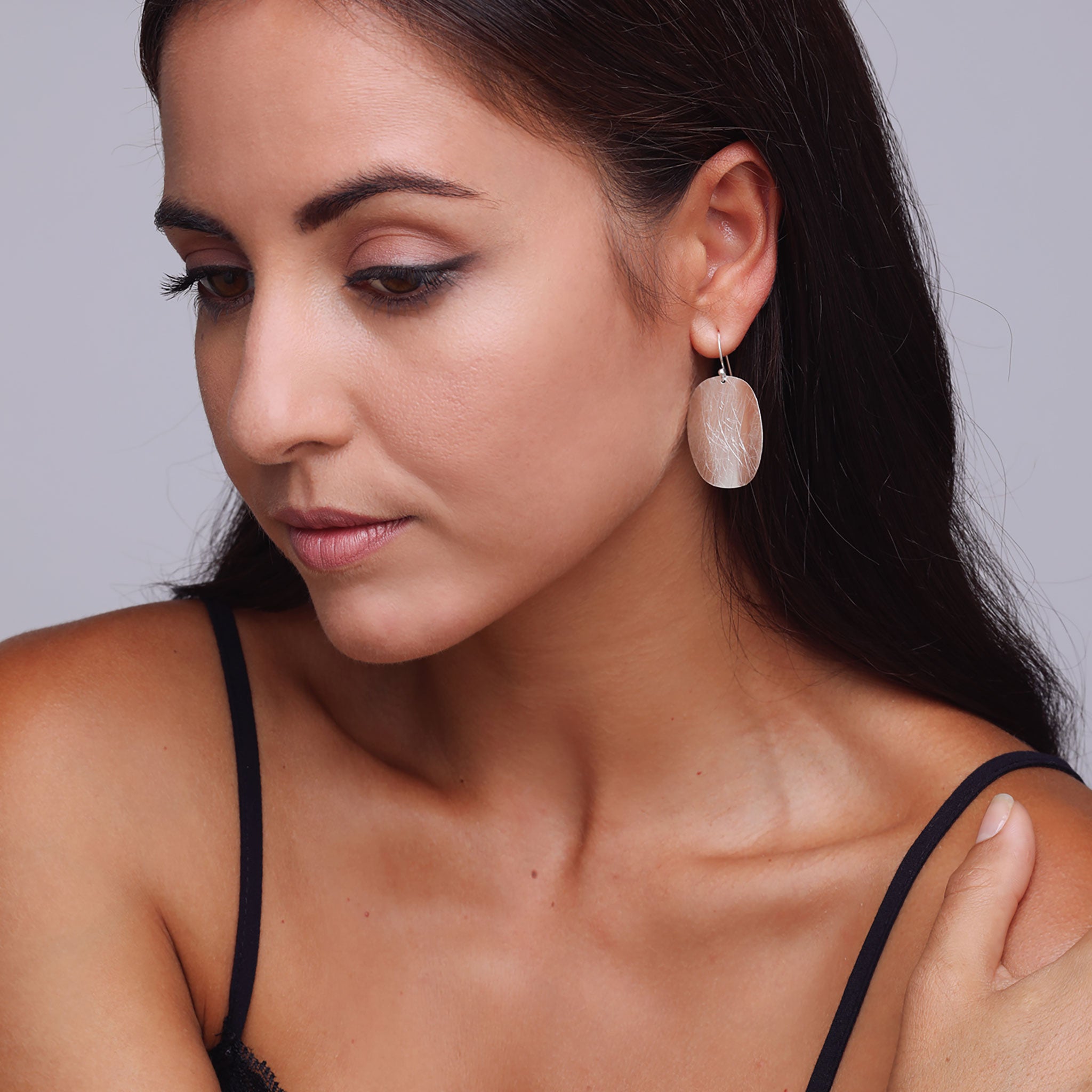 Silver Plain Wavy Circle Earrings