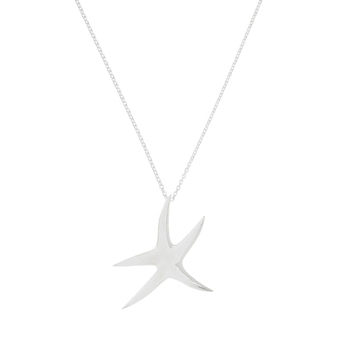 Silver Polished Starfish Pendant