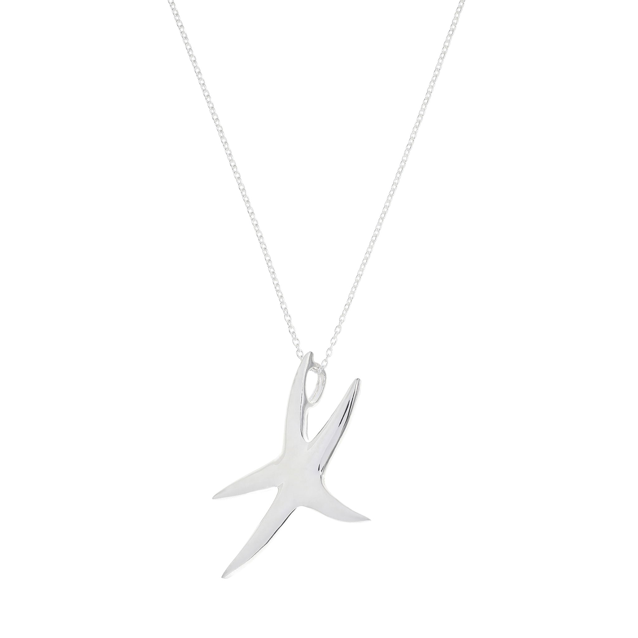 Silver Polished Starfish Pendant