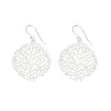 Silver Round Coral Earrings