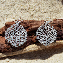 Load image into Gallery viewer, Silver Round Coral Earrings