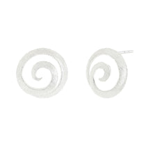 Load image into Gallery viewer, Silver Round Sea Shell Stud Earrings