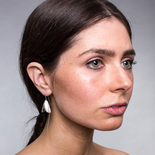 Silver Simple Snowdrop Flower Earrings