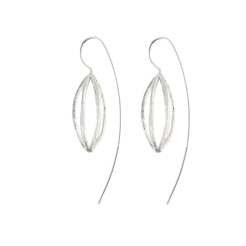 Silver Skeleton Lantern Flower Earrings