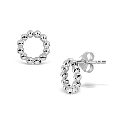 Silver Small Ball Hoop Wreath Stud Earrings