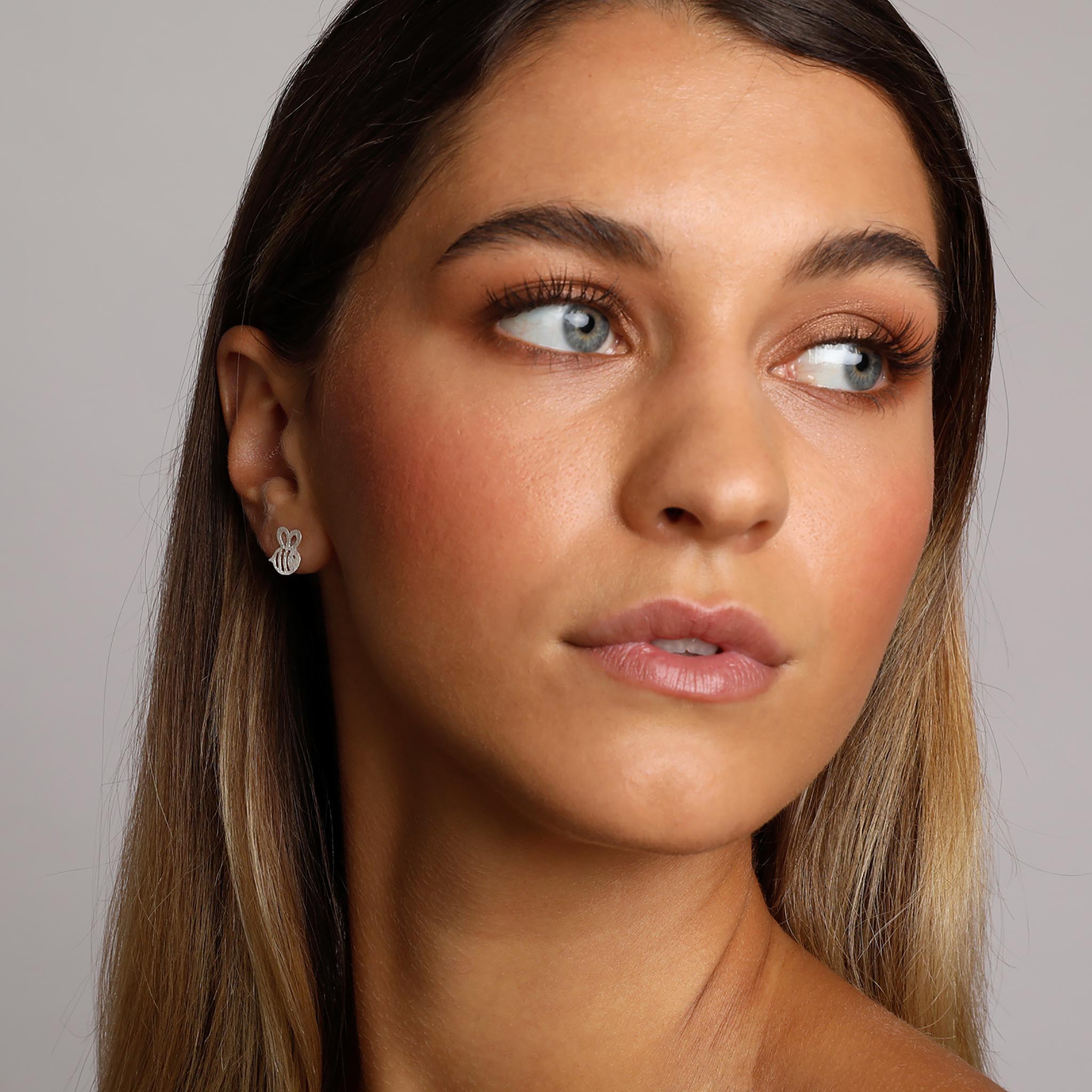 Silver Small Bee Stud Earrings