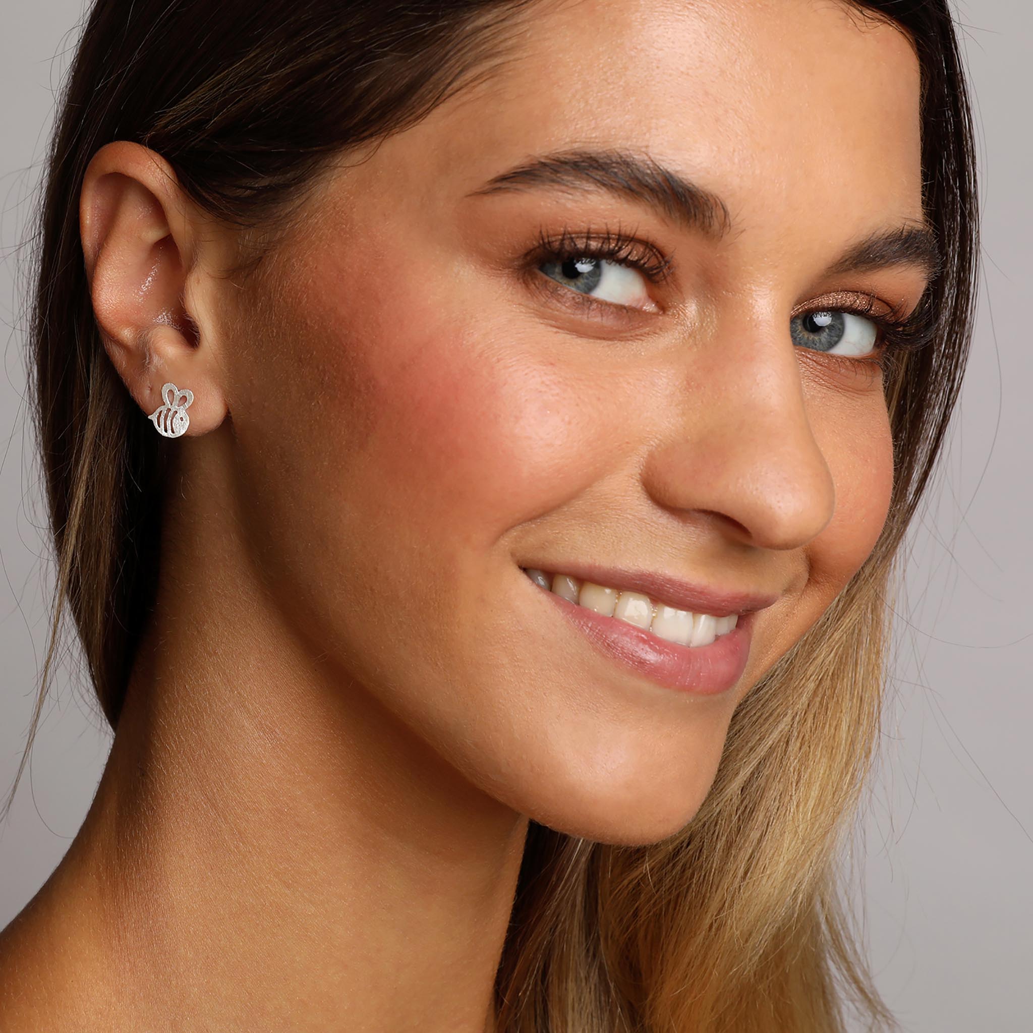 Silver Small Bee Stud Earrings