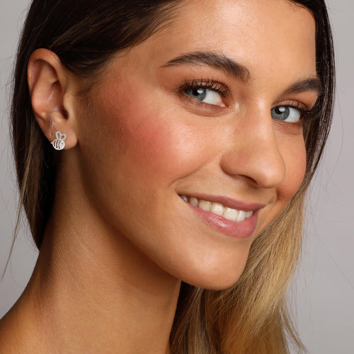 Silver Small Bee Stud Earrings