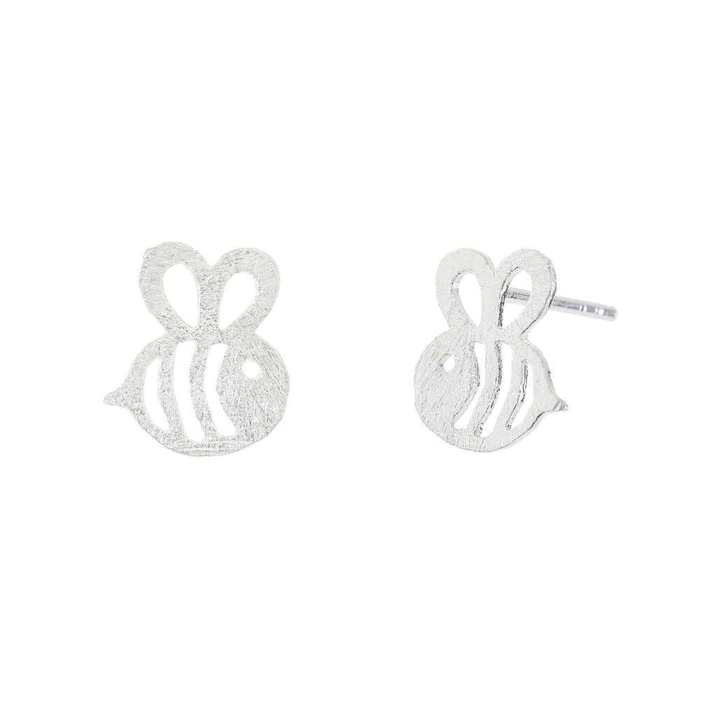 Silver Small Bee Stud Earrings