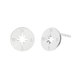 Silver Small Compass Stud Earrings