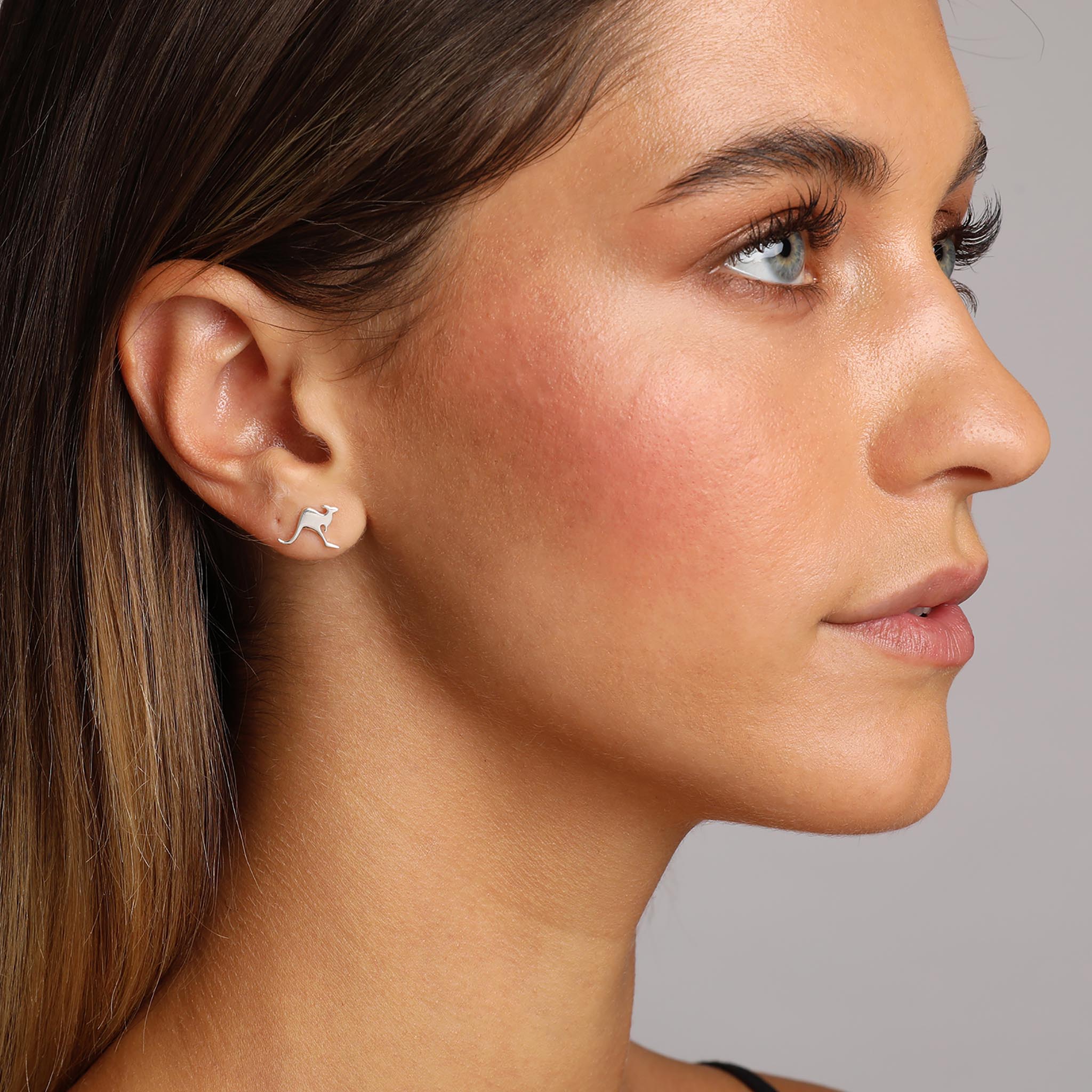Silver Small Kangaroo Stud Earrings