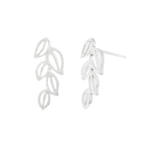 Silver Small Laurel Leaves Stud Earrings