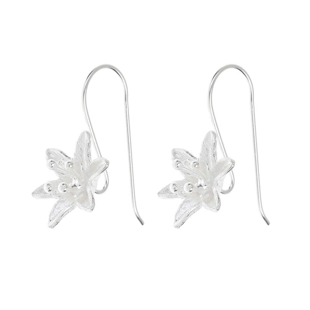 Silver Small Lily Flower Earrings