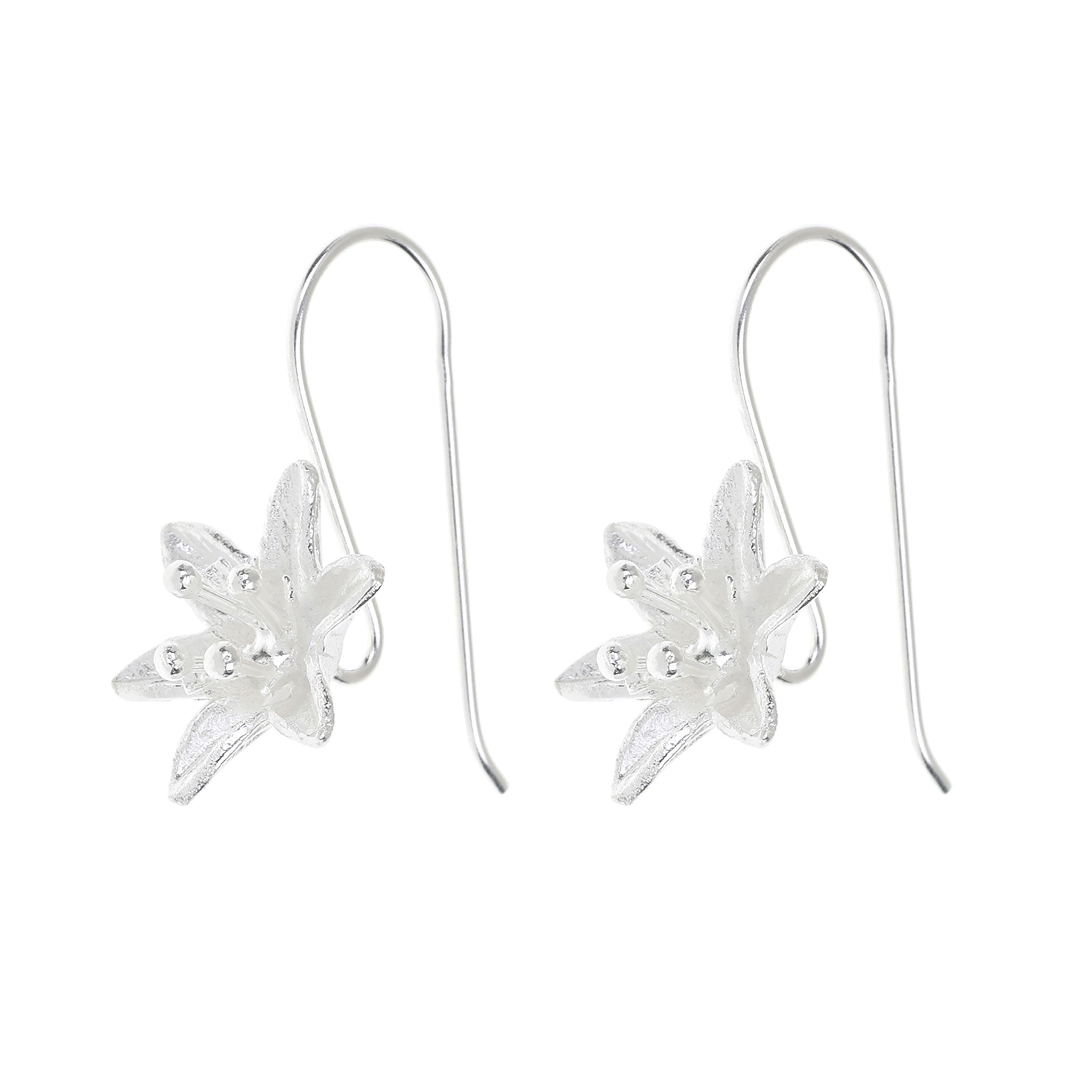 Silver Small Lily Flower Earrings