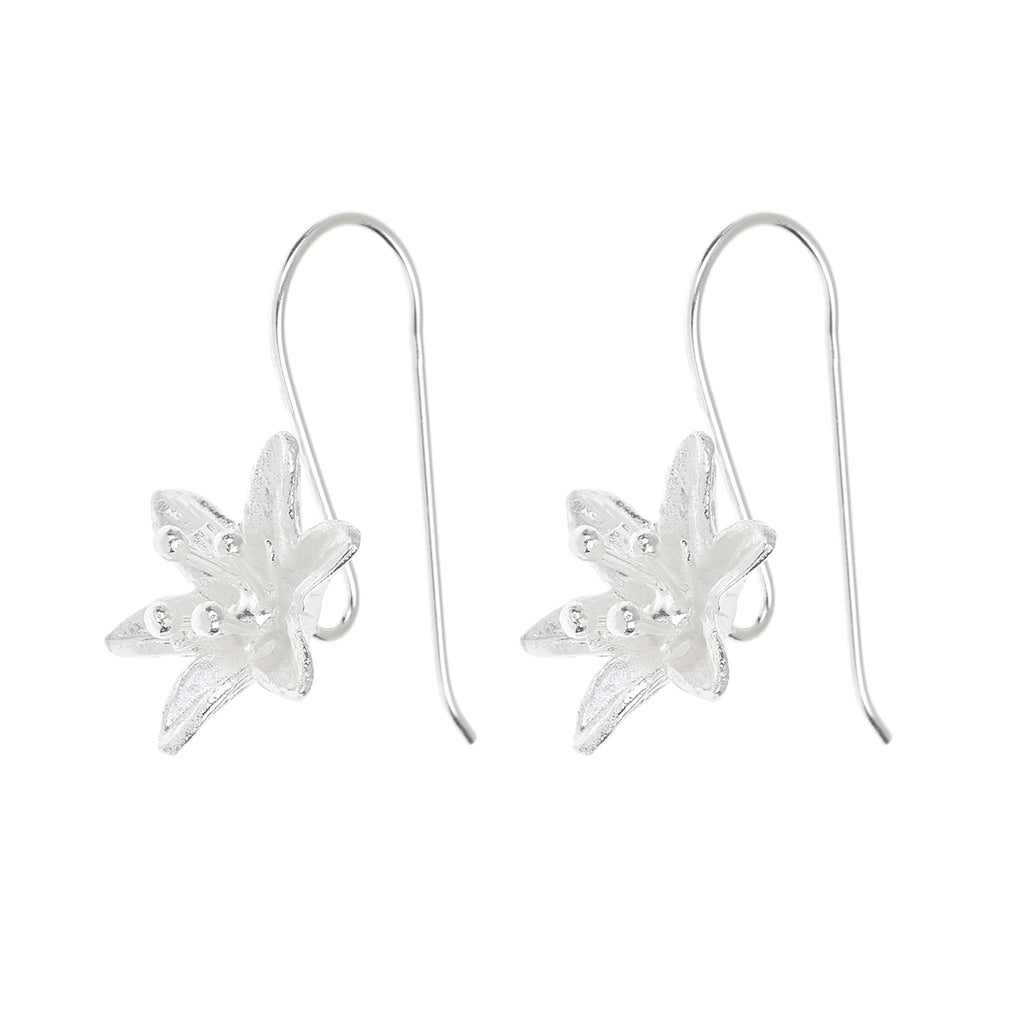 Silver Small Lily Flower Earrings