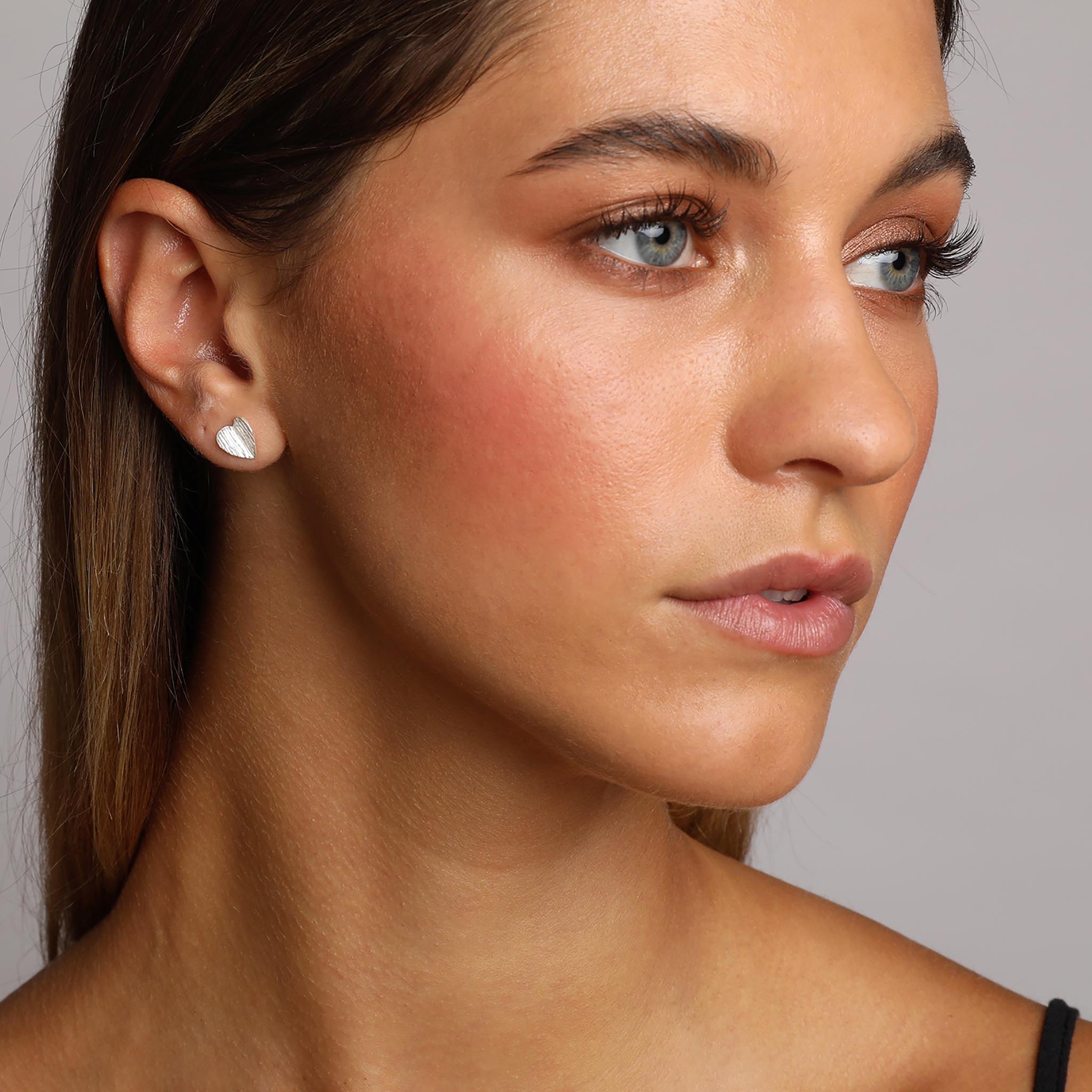 Silver Small Plain Heart Stud Earrings