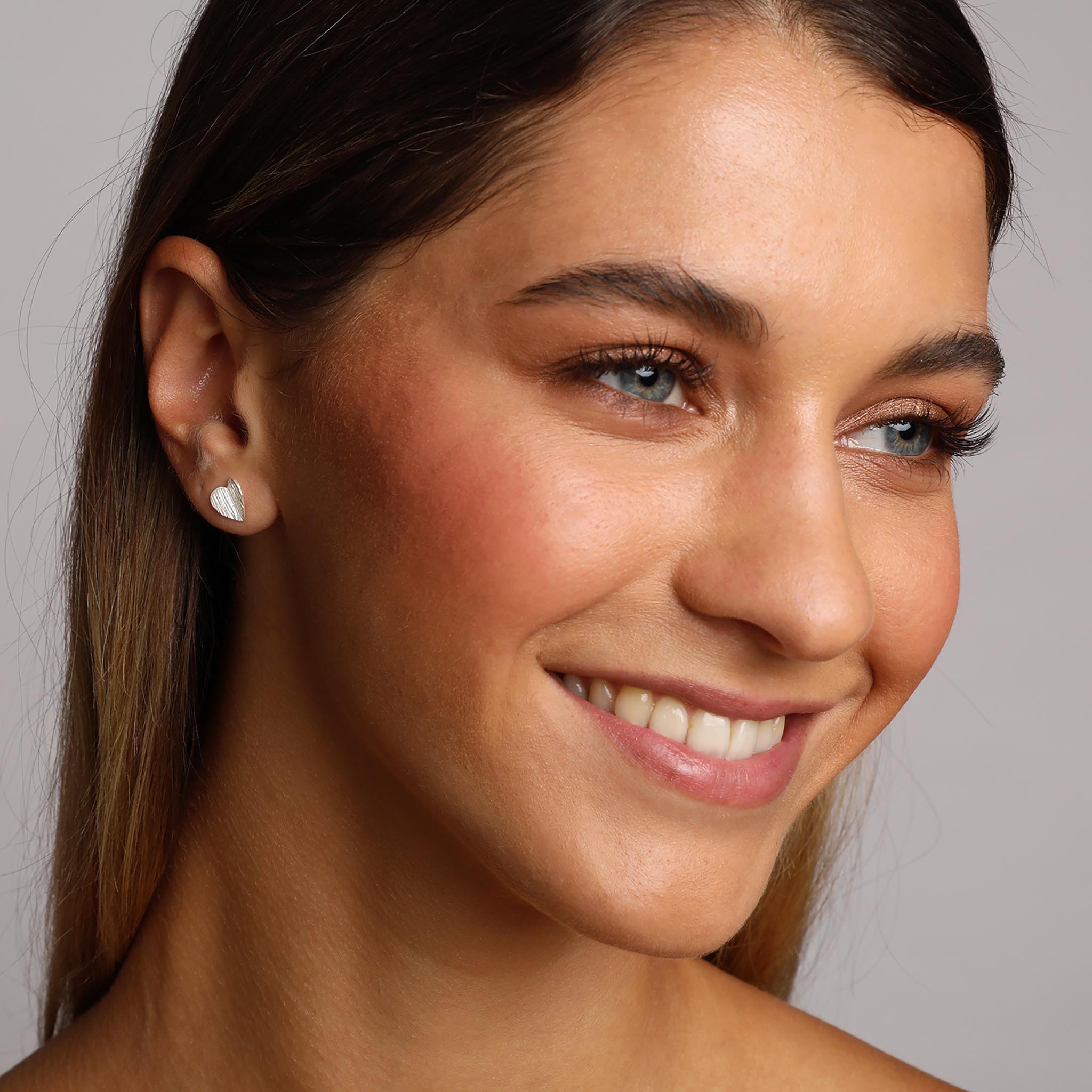 Silver Small Plain Heart Stud Earrings