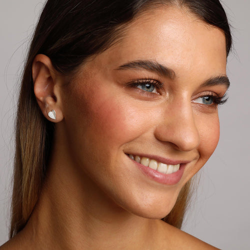 Silver Small Plain Heart Stud Earrings