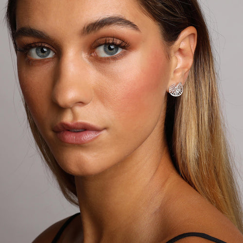 Silver Sphere Stud Earrings