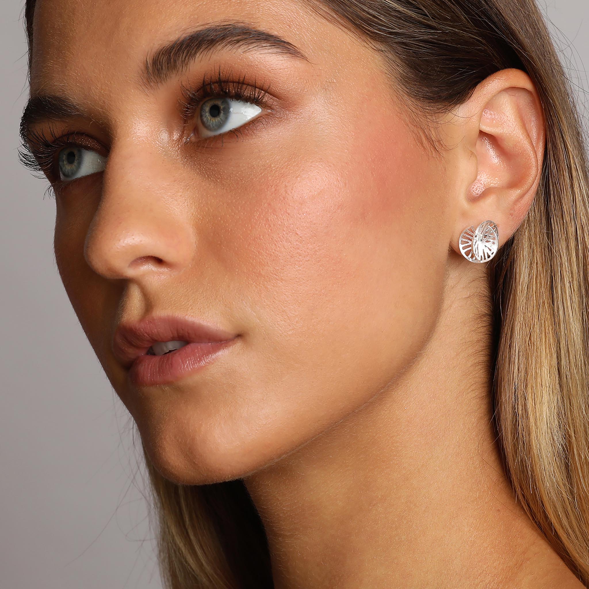 Silver Sphere Stud Earrings